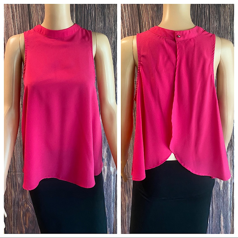 Sweet Rain hot pink flowy summer halter top blouse size medium